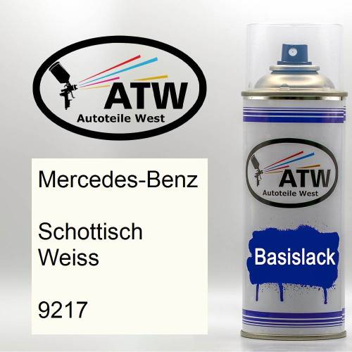 Mercedes-Benz, Schottisch Weiss, 9217: 400ml Sprühdose, von ATW Autoteile West.